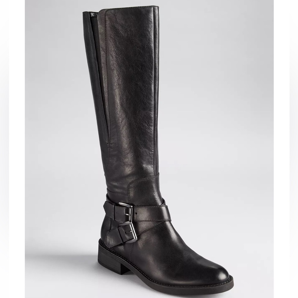 ENZO ANGIOLINI Sporty Buckle Riding Boots - Black Size 6.5